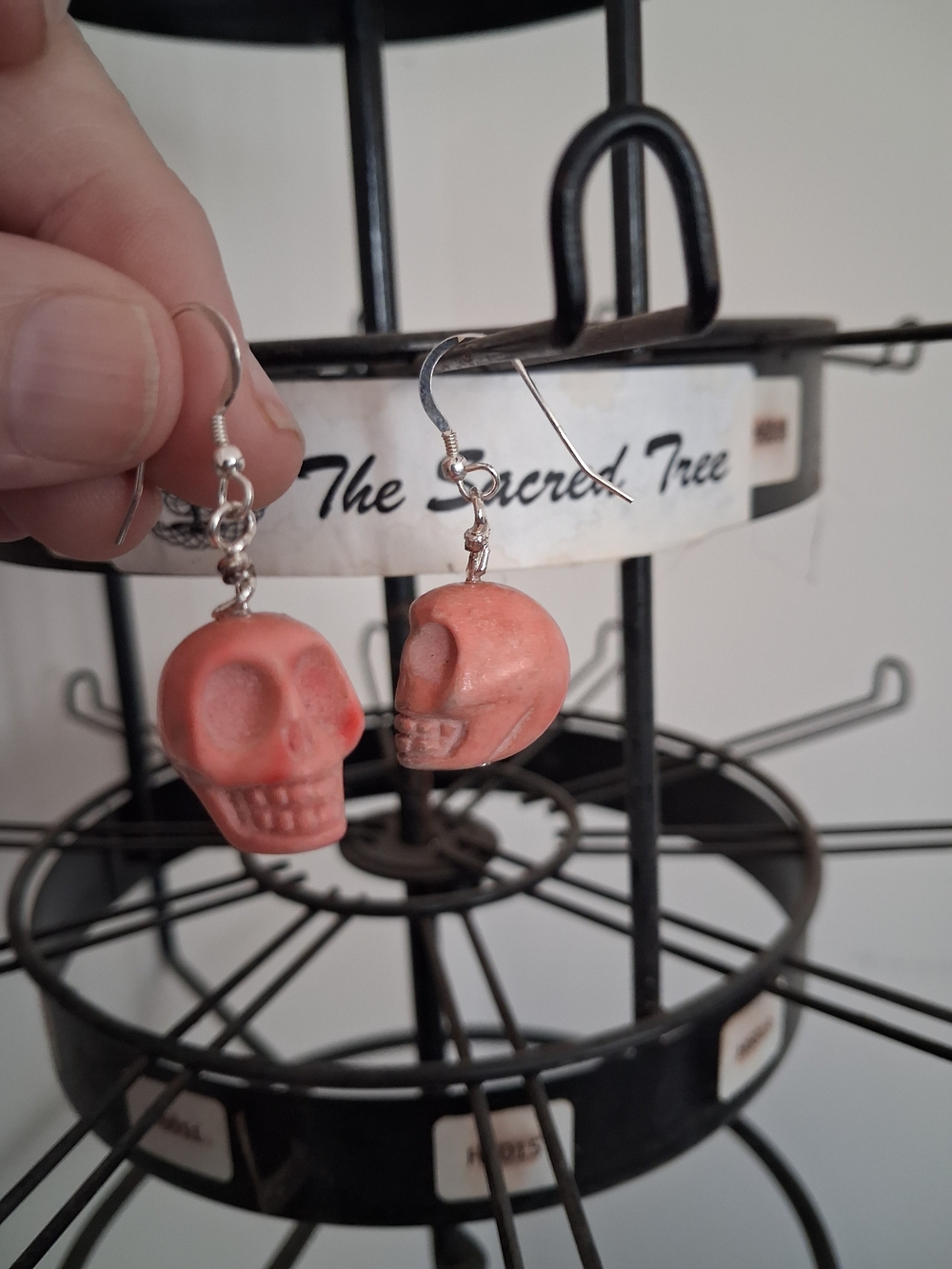 New Fashion Coral Pink Skull Drop Earrings